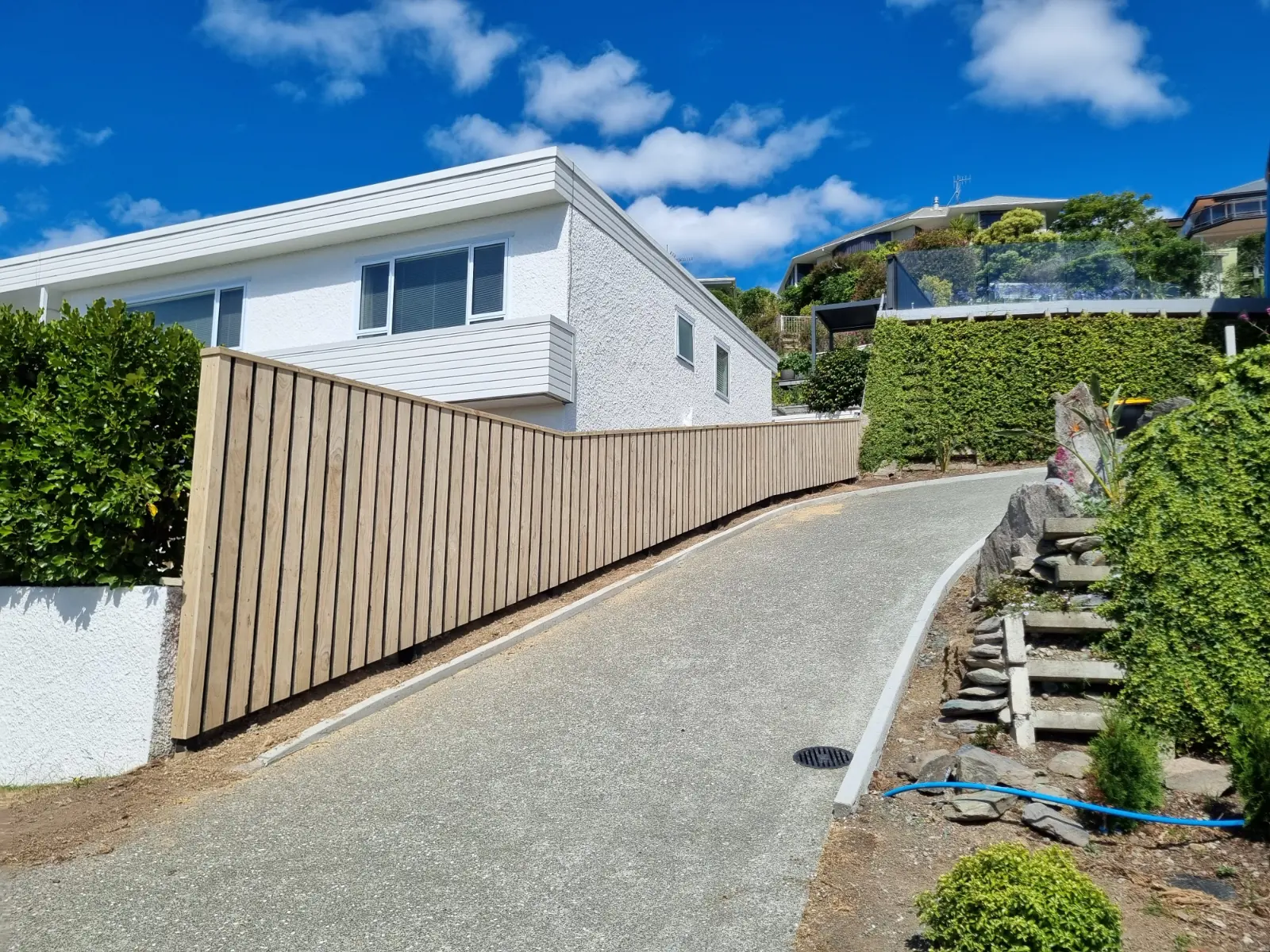 Board Fence with Decking Wall
